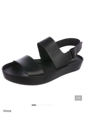 Vince Marrett Sandal .  Black Double-Strap Slingback Platform Sandal.NWOB